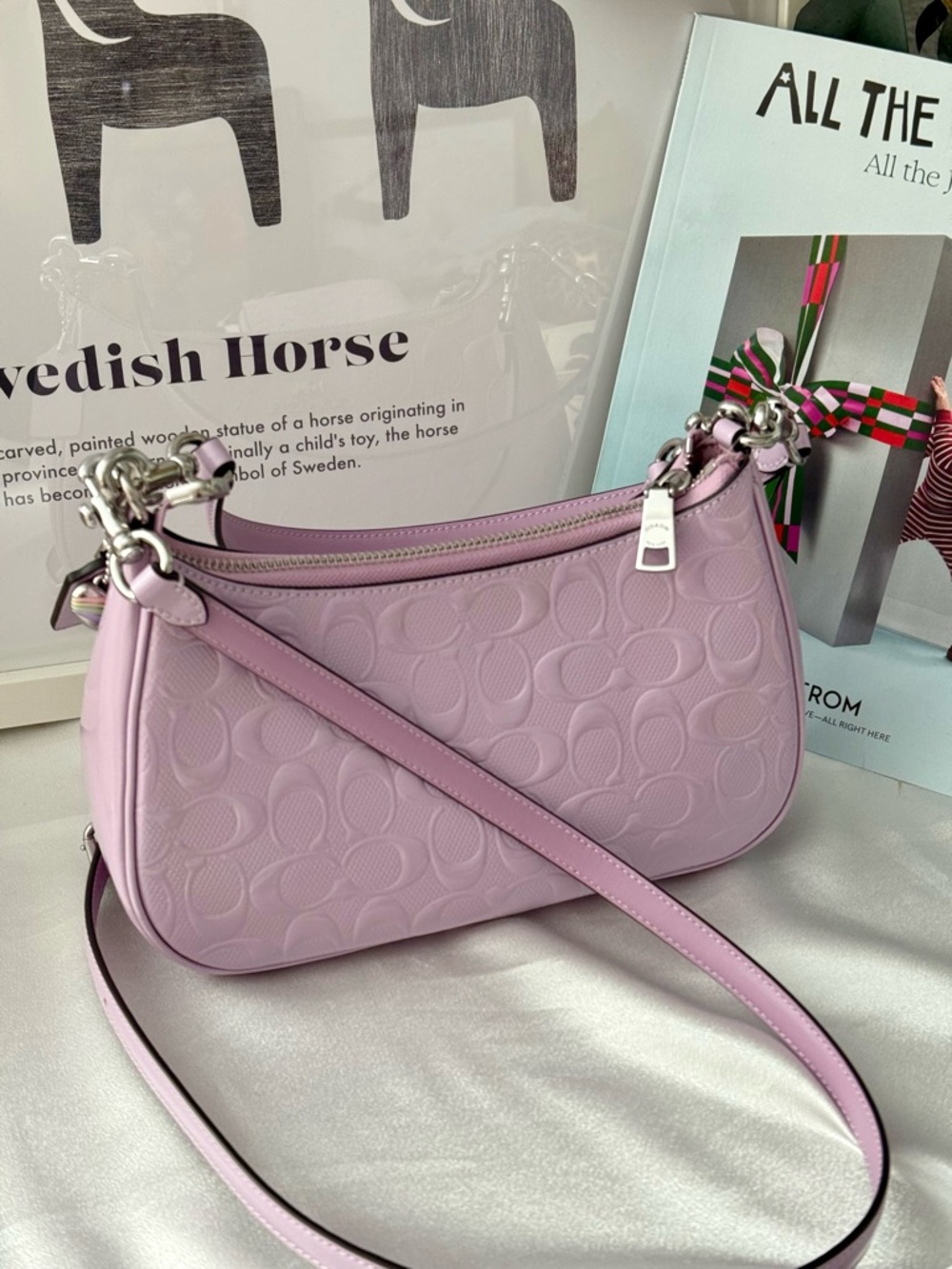 Coach Lilac Signature Embossed Crossbody Bag - Picture 3 of 11